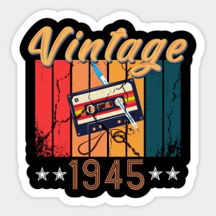 75th Birthday 75 Years Old 75th Vintage Retro cassette Mixtape Music Cassette 1945 Birthday Sticker